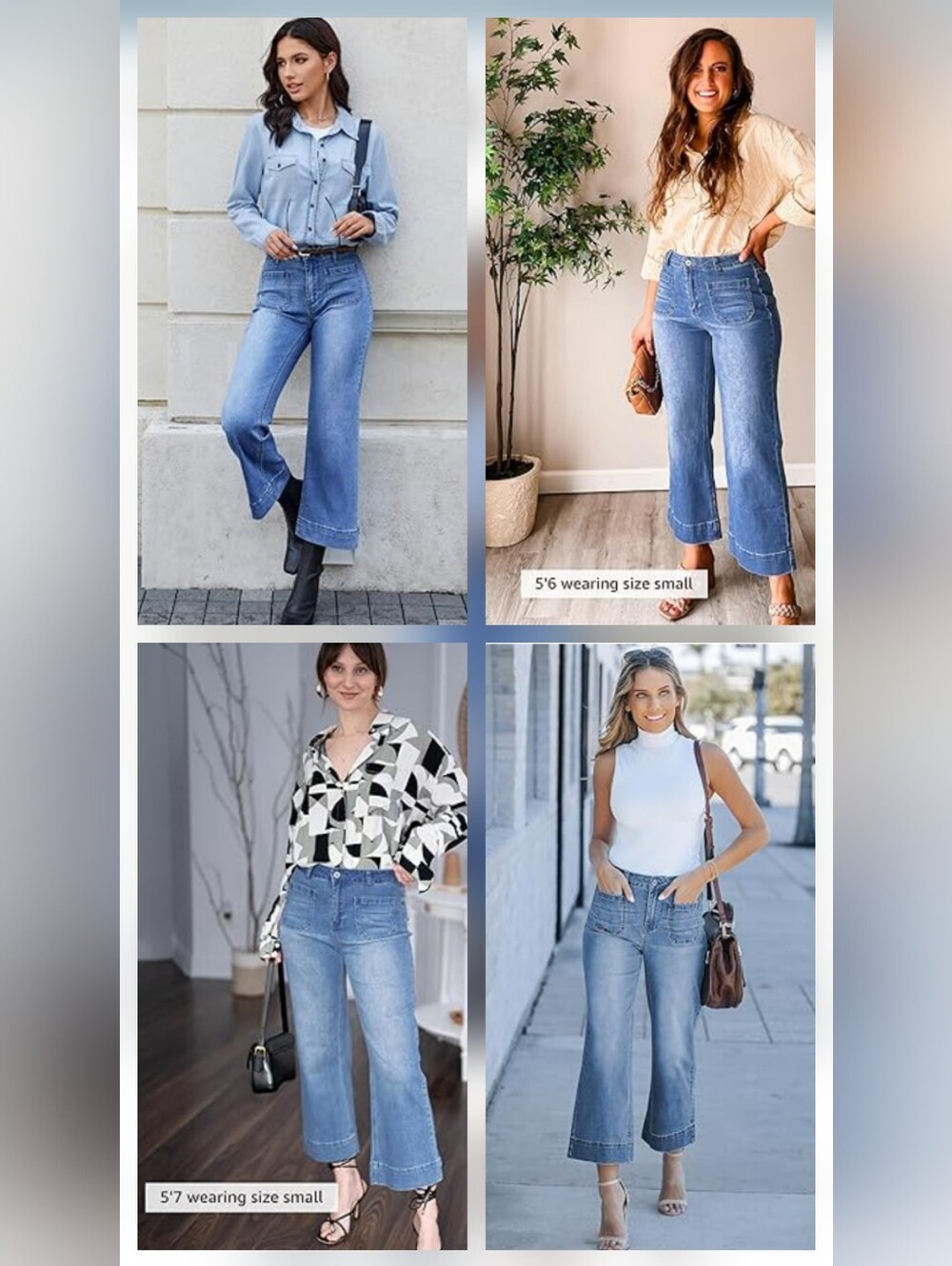Luvamia High Waisted Crop Wide Leg Patch Pocket Jeans Medium Wash 2XL